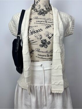 Epic Threads Cream Openfront Short Sleeve Knit Cardigan